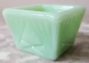 Salt Cellar Dip - Square Pineapple Pattern - Jade Jadeite Green Glass - USA