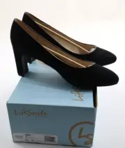 LifeStride Women's Size 9.5M Black Microsuede Gigi Pump High Heel Shoes