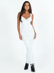 Lupton Maxi Dress White / Blue Floral