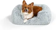 Best Friends by Sheri Soothe & Snooze Lounge Shag Rectangular Dog Bed, Washable, Frost, 30" x 20"