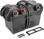 Smart Battery Power Center, Trolling Motor Battery Box with USB and DC 12V Port, Weatherproof Design and Built - in Battery Meter for Group 24 27 Size Batteries