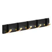 Thickened Invisible Hook 5 Hook Wall Mounted Coat Rack Folding Hideaway Coat Hooks Door Rear Key Holder Fitting Room Wall Hooks 40cm Or noir