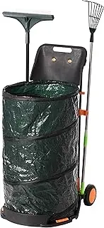 Gardenised All Purpose Garden Cart and Leaf Collector, Bonus Hand Leaf Rakes Included,Green