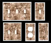 TREES FOREST BROWN TONES DESIGN 5 LIGHT SWITCH COVER PLATE