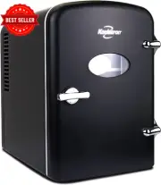 Retro 4L Mini Fridge 6-Can Portable Cooler for Skincare Car Home Travel – Black