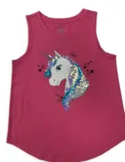 Wonder Nation Sequin Unicorn Stars Pink Tank Top Shirt Girls Size XL 14-16 Plus