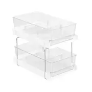2 Tier Drawer Desktop Cabinet Storage Organiser W/ Dividers Home Office Bathroom 30x18x22.5cm