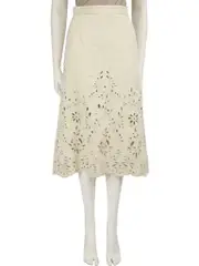 Beige Linen Midi Skirt