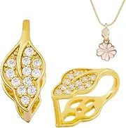 Hobbspring Pack of 2 18K Gold-Plated Clamp Clasps, 925 Leaf Connectors, Made of Sterling Silver, Pendant Charm, Ice Axe, Clamp Clasps for Necklaces, Bracelets, DIY Jewellery Making