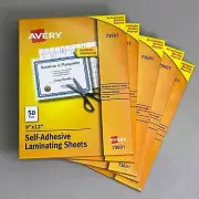 AVERY (5-PACK) Self-Adhesive Laminating Sheets Clear 50-set 9"x 12" 73601