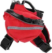 EXAOMBLE Pet Dog Backpack Portable Outdoor Rucksack for Hiking Camping Breathable Xs Red Includes Side Pockets for Snacks Leash Hook for Safety