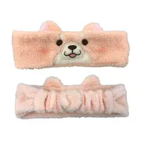 在飛比找蝦皮購物優惠-免運 日本進口 (特價)忠犬麻糬 柴犬 毛巾束髮帶(粉色) 