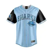 CRONULLA SHARKS NRL TEAM LOGO 'SLUGGER' SHORT SLEEVE BUTTON UP BASEBALL SHIRT