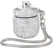 Pill Keychain Container Waterproof Portable Small Pill Box Case Ring Holder for Jewelry Keychain Pill Holder Bling Medicine Organizer for Vitamin Supplement(Silver)