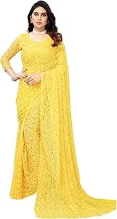 [Yashika] Womens Solid Net Saree With Blouse Piece