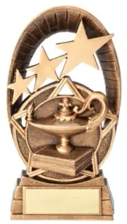 KNOWLEDGE LAMP ACADEMIC HONOR GOLD RESIN AWARD TROPHY 5.5" FREE ENGRAVING