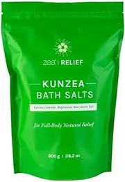 Zea Relief Kunzea Bath Salts 800 g – 100% Natural Magnesium Soak for Relaxation & Muscle Relief – Infused with Kunzea, Lavender & Ylang Ylang – Hydrating Sea Minerals for Stress Relief, Detox & Spa