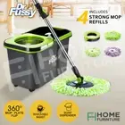 DR FUSSY 360 Spinning Mop Bucket Set Dry Wet Floor Clean Spin Mop 4 Free Head