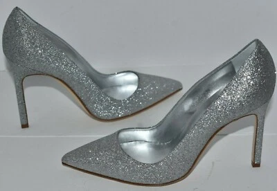 $695 NEW Manolo Blahnik BB GLITTER Silver WEDDING Pumps 36.5 37 40 40.5 41 41.5