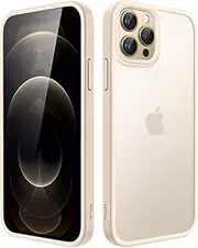 [JETech] Matte Case for iPhone 12/12 Pro 6.1-Inch, Shockproof Military Grade Drop Protection, Frosted Translucent Back Phone Cover, Anti-Fingerprint (Light Gold)