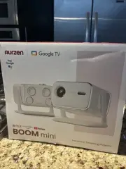 AURZEN Boom Mini Smart Projector. 110° Stand 1080P. 500 ANSI Lumens. Google TV.