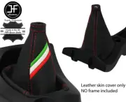 RED STITCH ITALIAN FLAG LEATHER GEAR GAITER FOR ALFA ROMEO GTV SPIDER PHASE 1