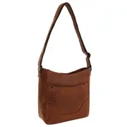 Milleni Women's Chic Leather Shoulder Crossbody Bag 27x26cm Cognac