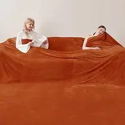 COOVA Oversized King Fleece Blanket 120x138 inches, Soft Cozy Warm Giant Extra Large 10'x11.5' Blanket for Bed, Sofa, Couch,Travel, Camping, California Huge Flannel Big Throw Blanket, Orange