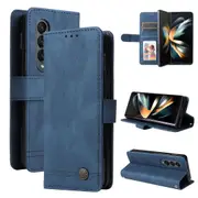 For Samsung Galaxy Z Fold4 5G Metal Button Leather Case - Tree Design
