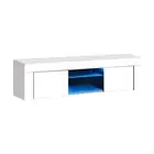 Oikiture TV Stand Cabinet Entertainment Unit RGB LED Gloss 130cm White