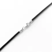 20 Inch Black Leather Necklace Cord 2mm Sterling Silver Lobster Clasp Hardware