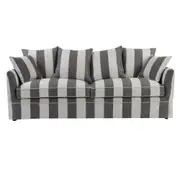 [Florabelle Living] Slip Cover Only - Noosa Hamptons 3 Seat Sofa Grey/Cream Stripe