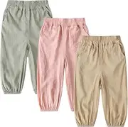 [GFQLONG] Baby Boys Girls Soft Summer Solid Color Hippie Harem Pants Elastic Waist Casual Trousers Cargo Long Bloomers