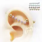16g 14g Opal 2 studs chain industrial earring, 316l surgical steel gold rosegold