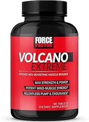 Force Factor Volcano Extreme Pre Workout Nitric Oxide Booster Supplement for Men with Creatine, L-Citrulline,and Huperzine A for Better Muscle Pumps, Strength, Focus, Workout Performance, 90 Tablets