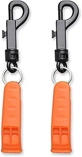 [Generic] 2Pcs Emergency Whistle Safety Survival Whistle Signaling Whistle with Hook for Camping Hiking Orange