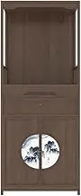tuesShrine Altar Living Room Entryway Buddha Niche Cabinet, with Lacquer Painting Walnut Incense Offering Cabinet Buddha Shelf(Brown)