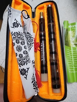 Melodious Tone Key of C Dizi Flute with Professional Accessories - Bitter Bamboo