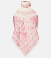 [Versace] Versace Underwater Barocco cotton and silk top S/M pink