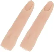 Healvian 2pcs Realistic Silicone Nail Practice Fingers Movable Hand Model for Nail Art Training