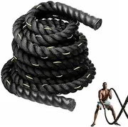 HCE Battle Rope 1.5 inch 30 ft - Heavy Fitness Rope Exercise Training Rope for Outdoor Workouts Home Fitness Gym & Strength Training, Anchor Bracket Included (30ft/9m)