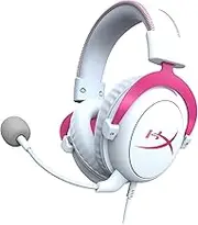 HyperX Cloud II - Gaming Headset, 7.1 Virtual Surround Sound, Memory Foam Ear Pads, Durable Aluminum Frame, Detachable Microphone, Works with PC, PS5, PS4 – White/Pink