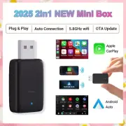 2025 NEW Wireless Carplay Adapter Android Auto 2in1 Smart Mini Box WIFI BT Au...