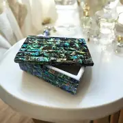 Elegant Rectangle Abalone Shell Stones Jewelry Storage Box Modern Handmade Arts