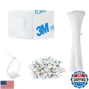 Strong Back-Glue Self Adhesive Cable Zip Tie Mounts Kit - 100 Set Cable Manag
