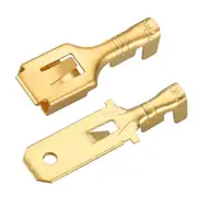 1/4 inch (6.3mm) Brass Crimp Terminal Cable Male and Female Spade Connector Pack of 100