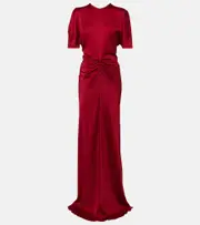 [Victoria Beckham] Victoria Beckham Caped gathered crêpe satin gown AU 14 red
