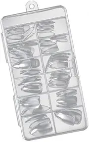 kokiya 2x 120x Fake Nails Tips with 12 Grids Box, Clear, Portable for Prom Valentine's Day Party Birthday Decor
