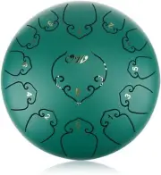 "OcarinaWind" 12 inches Steel Tongue Drum Green 13 Notes,C Major,with green