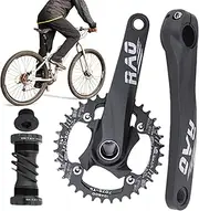Crank Set for Mountain Bike - 170mm Hollow Integrated Bike Single Speed Crankset,Lightweight Aluminum Alloy Narrow Wide Chainring Sprocket for Outdoor Riding